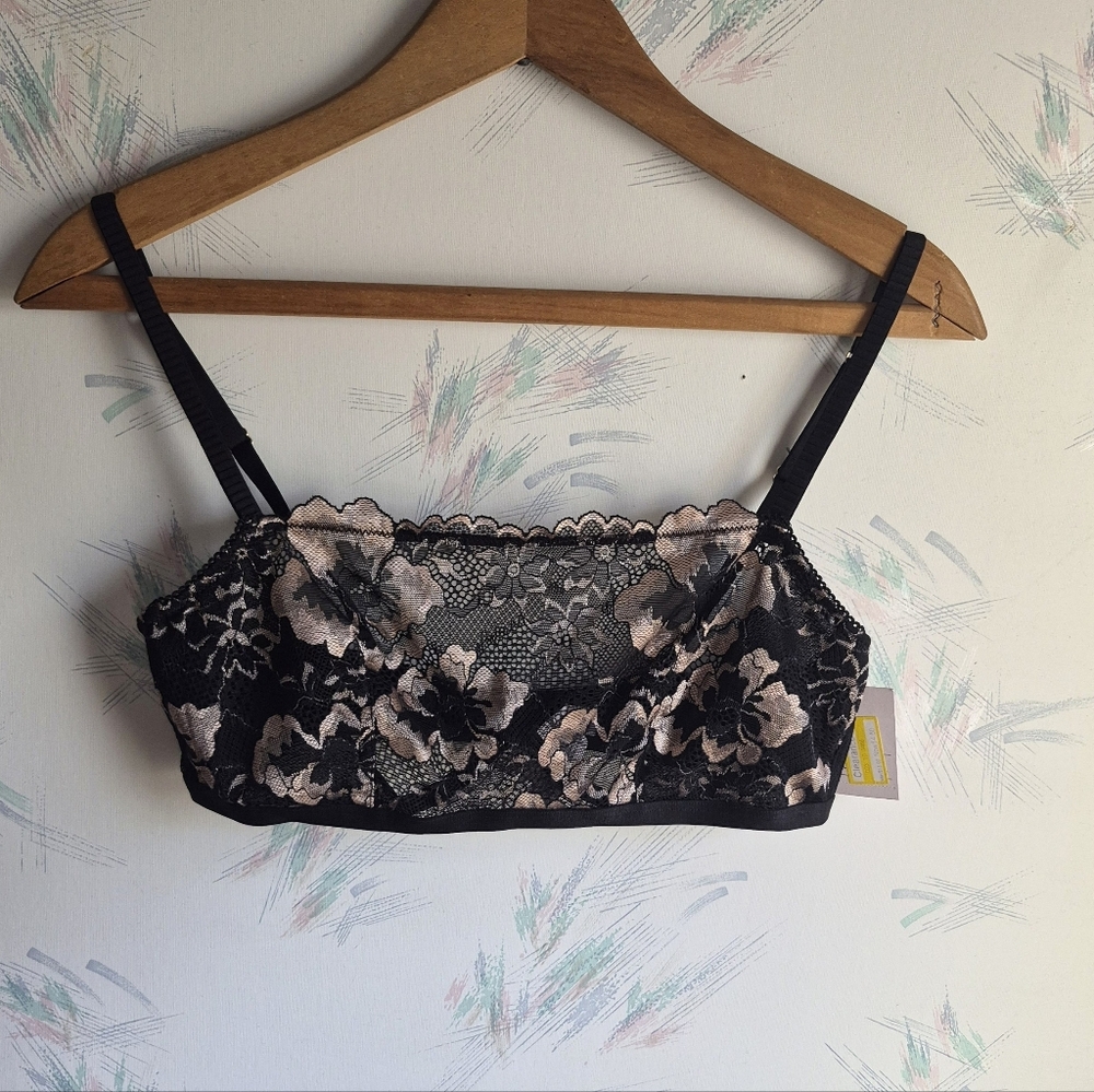 Auden Intimates Black Lace Bra Underwired Semi Sheer Medium NWT